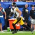 Aug 27, 2026; Orchard Park, New York, USA; Pittsburgh Steelers running back Max Hurleman (84) carries the ball against the Buffalo Bills during the second half at New Highmark Stadium.