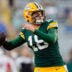 Aug 28, 2026; Green Bay, Wisconsin, USA; Green Bay Packers quarterback Kyle McCord (18) throws a pass during warmups prior to the game against the Arizona Cardinals at Lambeau Field.