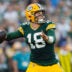 Aug 28, 2026; Green Bay, Wisconsin, USA; Green Bay Packers quarterback Kyle McCord (18) throws a pass during the first quarter against the Arizona Cardinals at Lambeau Field.
