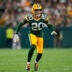 Aug 28, 2026; Green Bay, Wisconsin, USA; Green Bay Packers cornerback Domani Jackson (20) defends during the second quarter against the Arizona Cardinals at Lambeau Field.