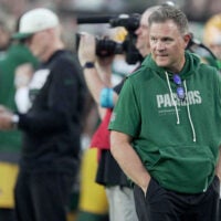 Green Bay Packers general manager Brian Gutekunst is shown during the first quarter of their preseason game against the Arizona Cardinals Friday, August 28, 2026 at Lambeau Field in Green Bay, Wisconsin.
