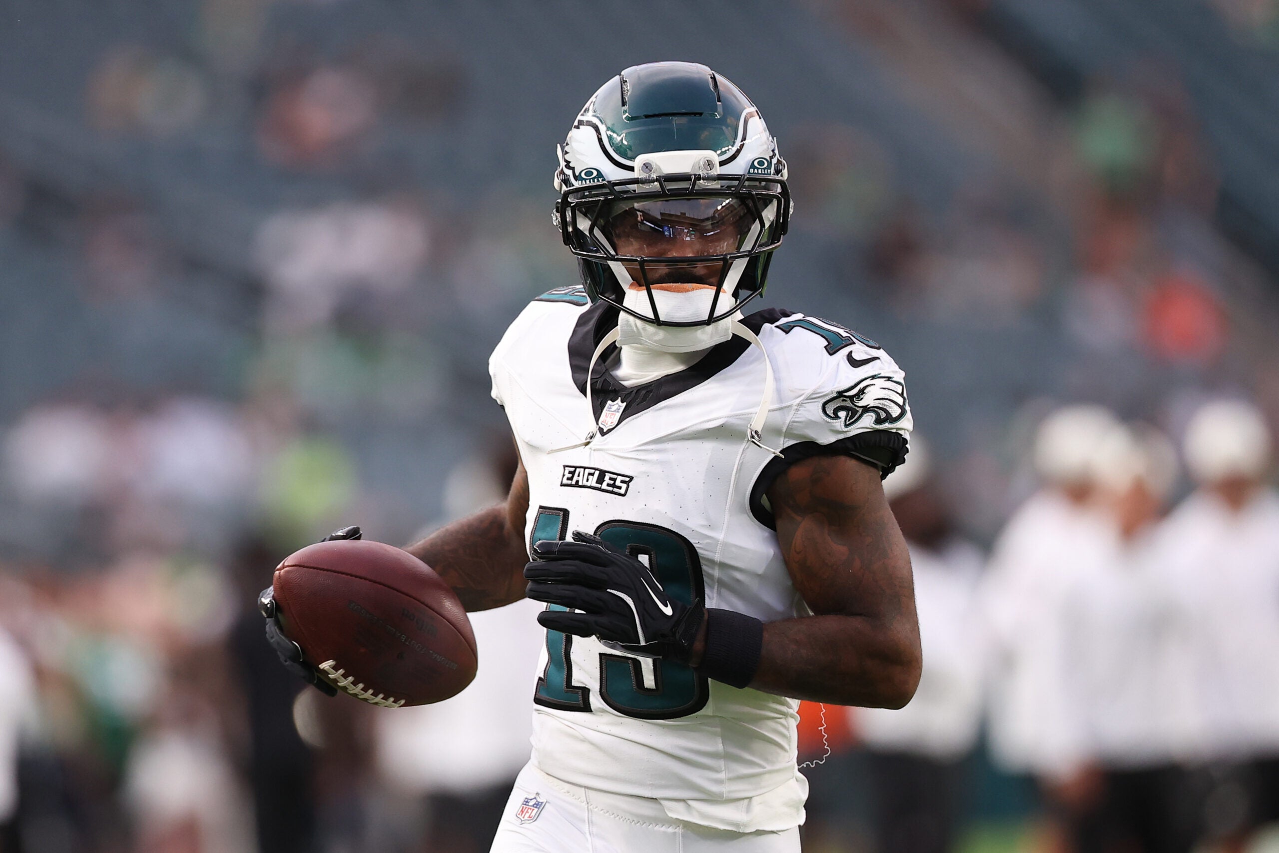 Aug 28, 2026; Philadelphia, Pennsylvania, USA; Philadelphia Eagles Elijah Moore (19) before action against the Cincinnati Bengals at Lincoln Financial Field.