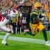 Green Bay Packers wide receiver J. Michael Sturdivant (87) scores a touchdown against the Arizona Cardinals during their preseason football game on Friday, Aug. 28, 2026, at Lambeau Field in Green Bay, Wisconsin.
