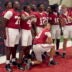 Alabama players swarm Crimson Tide quarterback Keelon Russell to ask for his autograph, 8/8/2026.