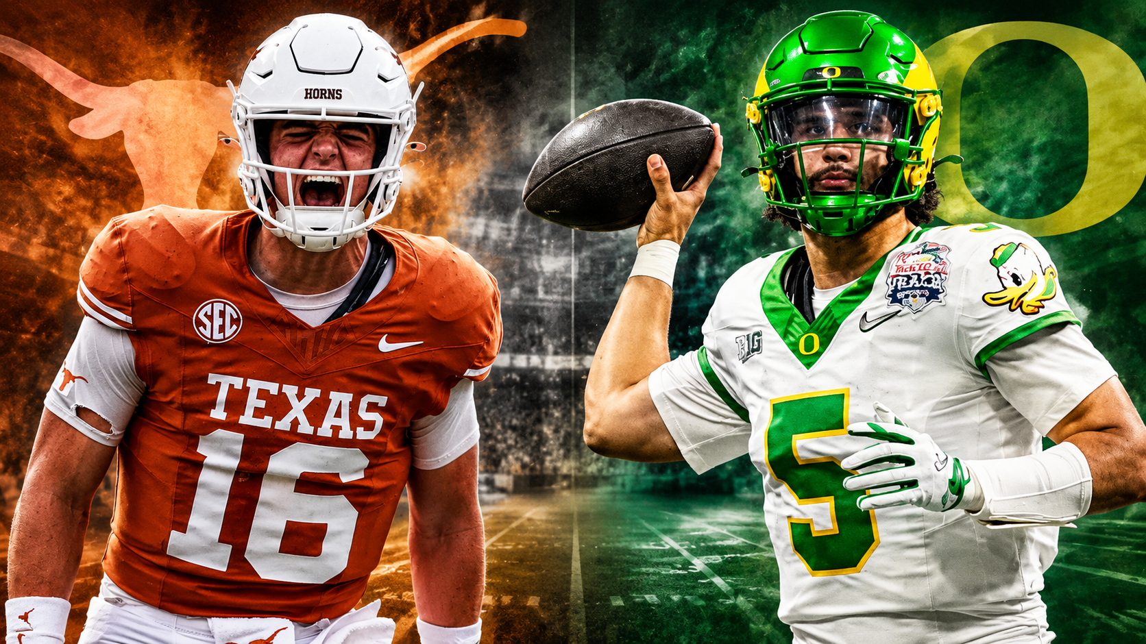 Texas QB Arch Manning and Oregon QB Dante Moore
