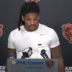 Chicago Bears linebacker Devin Bush speaks with reporters after Tuesday's training camp practice.