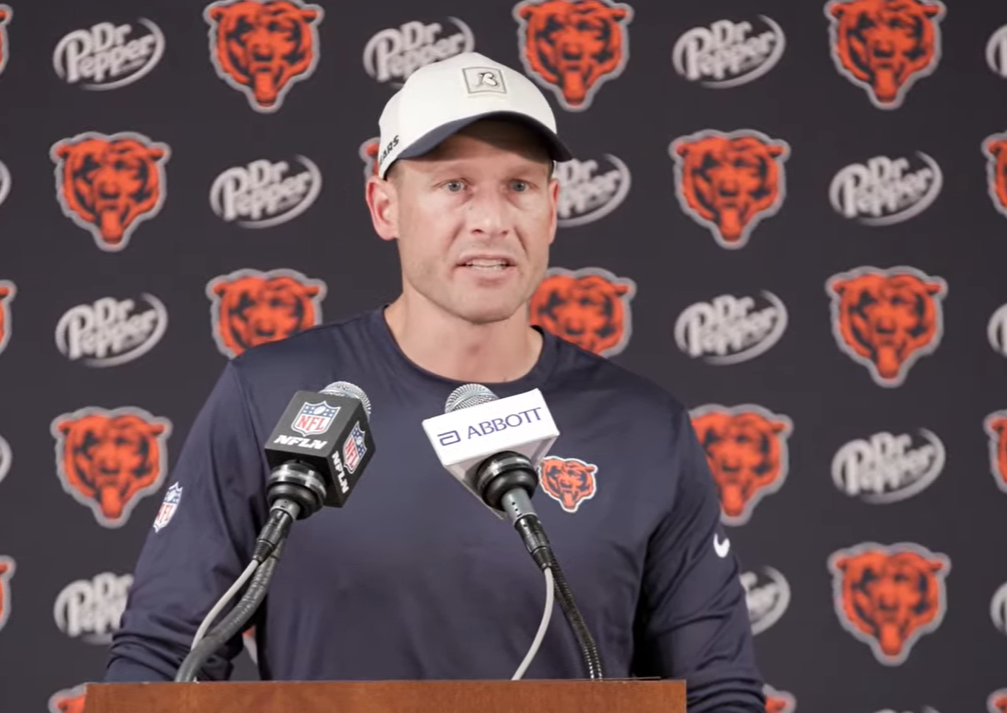 Chicago Bears head coach Ben Johnson speaks with reporters following preseason opener.