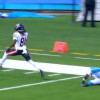 Chicago Bears wide receiver Zavion Thomas scores a touchdown against the Tennessee Titans.