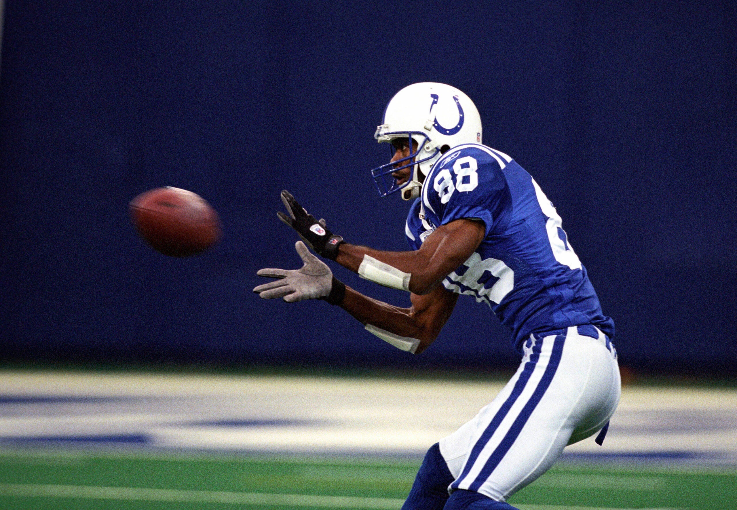 Nov 17, 2002; Indianapolis, IN, USA; FILE PHOTO: Indianapolis Colts wide receiver Marvin Harrison (88) in action against the Dallas Cowboys at the RCA Dome.
