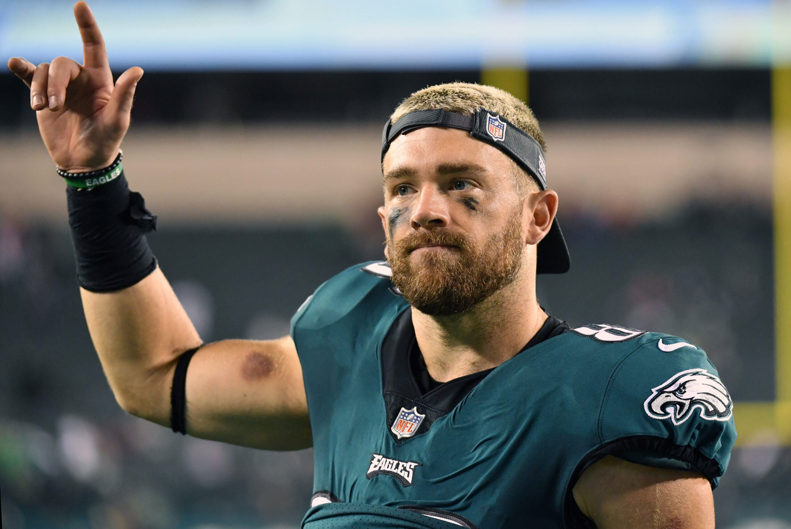 Oct 14, 2021; Philadelphia, Pennsylvania, USA; Philadelphia Eagles tight end Zach Ertz (86) against the Tampa Bay Buccaneers at Lincoln Financial Field.