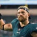 Oct 14, 2021; Philadelphia, Pennsylvania, USA; Philadelphia Eagles tight end Zach Ertz (86) against the Tampa Bay Buccaneers at Lincoln Financial Field.