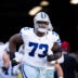 October 8, 2023; Santa Clara, California, USA; Dallas Cowboys offensive tackle Tyler Smith (73) before the game against the San Francisco 49ers at Levi's Stadium.