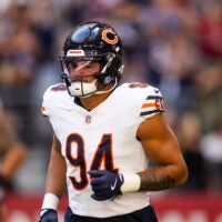 Nov 3, 2024; Glendale, Arizona, USA; Chicago Bears defensive end Austin Booker (94) against the Arizona Cardinals at State Farm Stadium.
