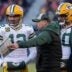 Green Bay Packers quarterback Aaron Rodgers (12) and quarterback Jordan Love (10) listen to head coach Matt LaFleur during the fourth quarter of their game Sunday, December 4, 2022 at Soldier Field in Chicago, Ill. The Green Bay Packers beat the Chicago Bears 28-19.