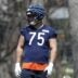 May 9, 2025; Lake Forest, IL, USA; Chicago Bears offensive line Ozzy Trapilo (75) looks on during the Rookie Minicamp at Halas Hall.
