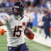 Sep 14, 2025; Detroit, Michigan, USA; Chicago Bears wide receiver Rome Odunze (15) carries the ball for a touchdown against the Detroit Lions during the first quarter at Ford Field.