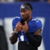 Sep 21, 2025; East Rutherford, New Jersey, USA; New York Giants wide receiver Malik Nabers (1) looks on before the game against the Kansas City Chiefs at MetLife Stadium.