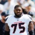 Sep 21, 2025; Jacksonville, Florida, USA; Houston Texans guard Laken Tomlinson (75) before the game against the Jacksonville Jaguars at EverBank Stadium.