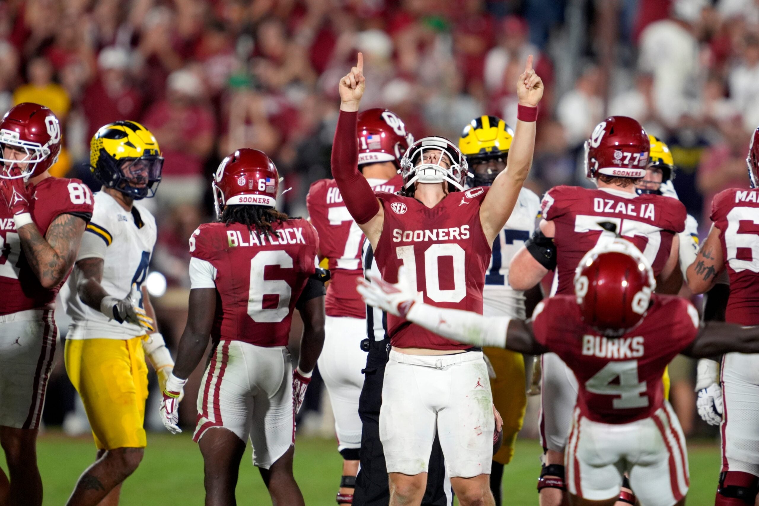 Oklahoma Sooners quarterback John Mateer Michigan Wolverines