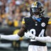 Nov 2, 2025; Pittsburgh, Pennsylvania, USA; Pittsburgh Steelers cornerback Joey Porter Jr. (24) reacts on the field against the Indianapolis Colts during the fourth quarter at Acrisure Stadium.