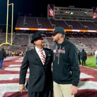Oklahoma Sooners head coach Brent Venables offensive coordinator Ben Arbuckle