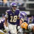 Jan 4, 2026; Minneapolis, Minnesota, USA; Minnesota Vikings wide receiver Justin Jefferson (18) in action during the game against the Green Bay Packers at U.S. Bank Stadium.