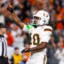 Jan 19, 2026; Miami Gardens, FL, USA; Miami Hurricanes wide receiver Malachi Toney (10) celebrates after scoring a touchdown against the Indiana Hoosiers during the College Football Playoff National Championship game at Hard Rock Stadium.