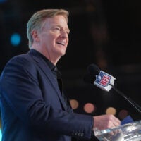 Apr 23, 2026; Pittsburgh, PA, USA; NFL commissioner Roger Goodell during the 2026 NFL Draft at Acrisure Stadium.