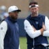 Jul 29, 2026; Oxnard, CA, USA; Dallas Cowboys defensive coordinator Christian Parker (left) with head coach Brian Schottenheimer at training camp at River Ridge Playing Fields.