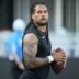Jul 31, 2026; Charlotte, NC, USA; Carolina Panthers running back Jonathon Brooks (25) during Fanfest at Bank of America Stadium.