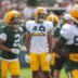 Green Bay Packers cornerback Brandon Cisse (2) returns to the huddle after finishing a rep during practice on Tuesday, Aug. 4, 2026, at Ray Nitschke Field in Ashwaubenon, Wisconsin.