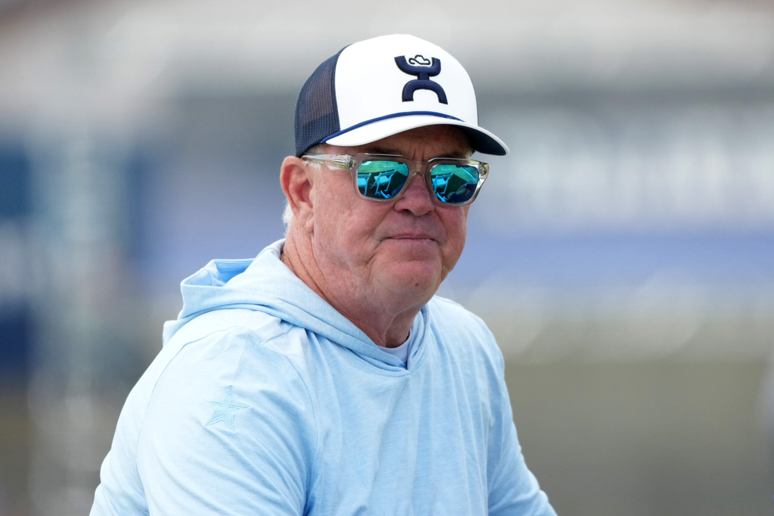 Aug 1, 2026; Oxnard, CA, USA; Dallas Cowboys chief operating officer Stephen Jones at training camp at River Ridge Playing Fields.
