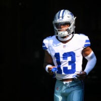 Aug 15, 2026; Seattle, Washington, USA; Dallas Cowboys safety Caleb Downs (13) enters the field before the game against the Seattle Seahawks at Lumen Field.
