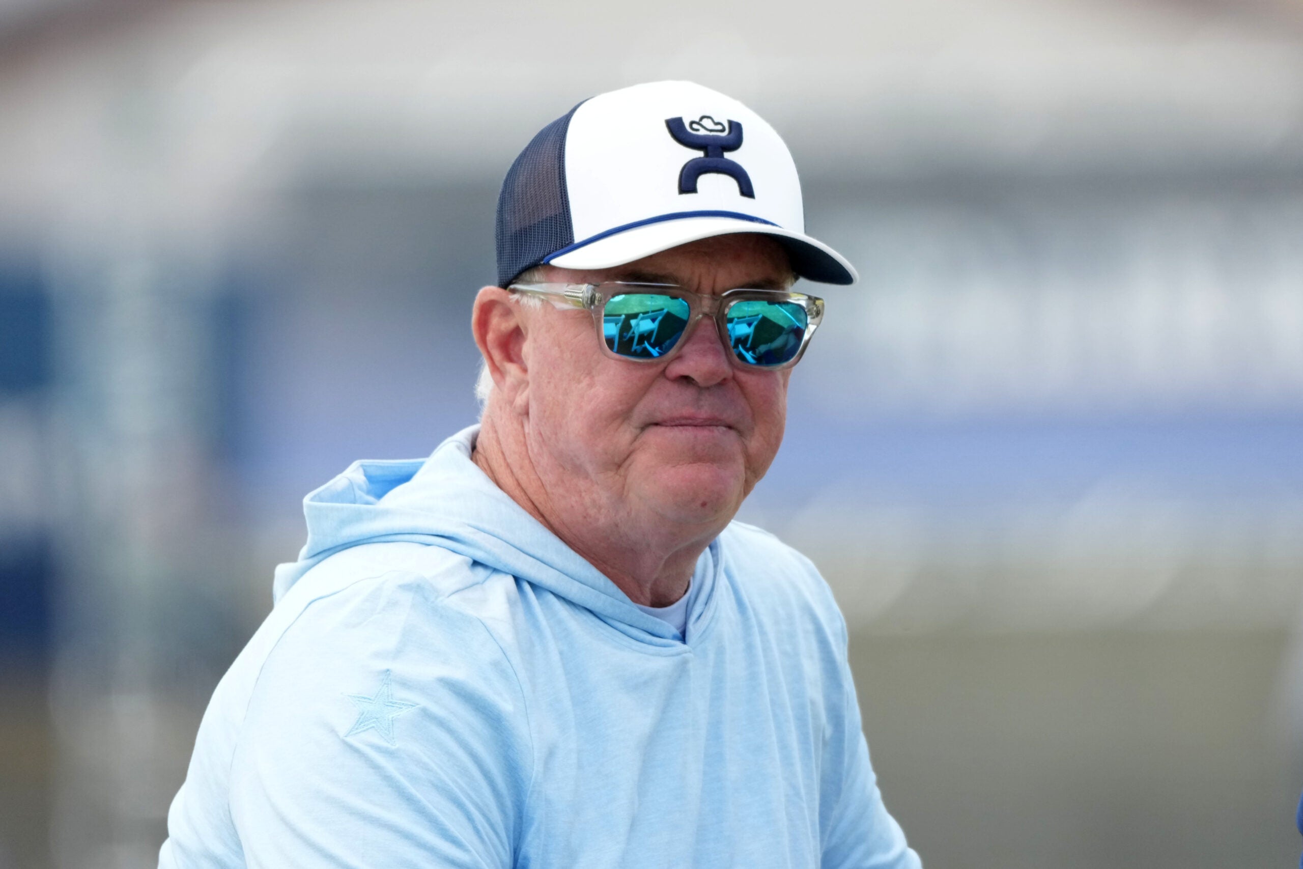 Aug 1, 2026; Oxnard, CA, USA; Dallas Cowboys chief operating officer Stephen Jones at training camp at River Ridge Playing Fields.