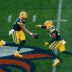 Aug 21, 2026; Denver, Colorado, USA; Green Bay Packers quarterback Jordan Love (10) hands the ball off to running back Marshawn Lloyd (32) in the first quarter against the Denver Broncos at Empower Field at Mile High.