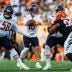 Aug 22, 2026; Cincinnati, Ohio, USA; Chicago Bears quarterback Caleb Williams (18) snaps the ball against the Cincinnati Bengals in the first half at Paycor Stadium.