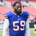 Aug 22, 2026; Cleveland, Ohio, USA; Buffalo Bills defensive end Andre Jones Jr. (59) during the second half at Huntington Bank Field.