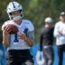 Indianapolis Colts wide receiver Alec Pierce (14) secures a pass Thursday, Aug. 27, 2026, during practice at Indiana Farm Bureau Football Center.