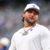 Aug 28, 2026; East Rutherford, New Jersey, USA; New York Giants running back Cam Skattebo (44) on the field before the game against the New York Jets at MetLife Stadium.