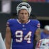 Buffalo Bills defensive lineman Landon Jackson during warm ups before the Bills preseason game against the Pittsburgh Steelers at Highmark Stadium on Aug. 27, 2026.