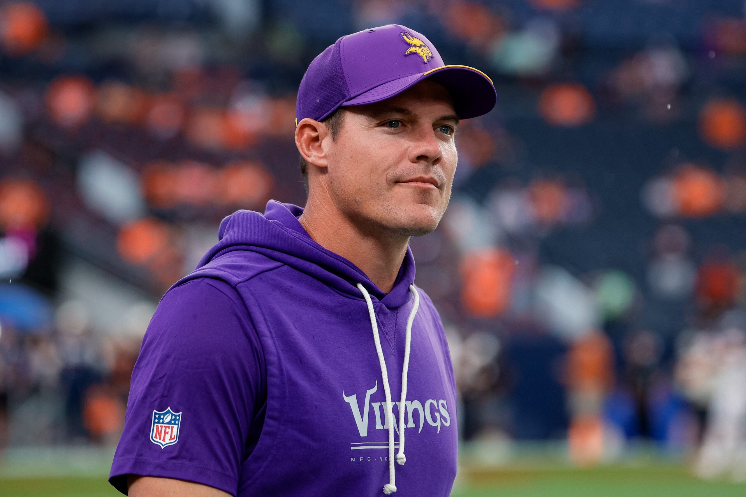 Aug 28, 2026; Denver, Colorado, USA; Minnesota Vikings head coach Kevin O'Connell before the game against the Denver Broncos at Empower Field at Mile High.