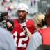 Sep 5, 2026; Tuscaloosa, Alabama, USA; Alabama Crimson Tide quarterback Keelon Russell (12) speaks to the media after a game against the East Carolina Pirates at Saban Field at Bryant-Denny Stadium.