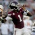 Sep 5, 2026; Starkville, Mississippi, USA; Mississippi State Bulldogs quarterback Kamario Taylor (1) passes the ball during the first quarter against the Louisiana Monroe Warhawks at Davis Wade Stadium at Scott Field.
