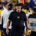 Michigan head coach Kyle Whittingham watches a replay against Western Michigan during the second half at Michigan Stadium in Ann Arbor on Saturday, Sept. 5, 2026.
