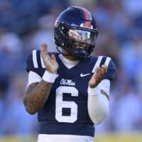 Sep 6, 2026; Nashville, Tennessee, USA; Mississippi Rebels quarterback Trinidad Chambliss (6) warms up prior to a game against the Louisville Cardinals at Nissan Stadium.