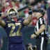 Sep 6, 2026; Green Bay, Wisconsin, USA; Notre Dame Fighting Irish running back Aneyas Williams (22) reacts after a touchdown against the Wisconsin Badgers at Lambeau Field.