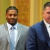 Green Bay Packers running back Josh Jacobs, right, appears in a Brown County courtroom on Sept. 10, 2026 in Green Bay, Wis., with his attorney Clarence Duchac III. He pleaded no contest to misdemeanor battery and criminal damage to property charges after a May incident.