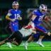 Bishop Kenny Crusaders Ashton Green (17) tries to tackle Bolles Bulldogs running back Xander Edwards (25) in the second quarter. The Bolles Bulldogs hosted the Bishop Kenny Crusaders Friday September 11, 2026 at Bolles School in Jacksonville, Fla. Bolles lead 21-6 at the half.
