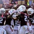 Sep 12, 2026; College Station, Texas, USA; Texas A&M Aggies cornerback Julio Humphrey (6) celebrates with teammates after running an interception back for a touchdown against Arizona State Sun Devils at Kyle Field.