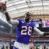 Sep 13, 2026; Houston, Texas, USA; Buffalo Bills defensive back Sam Franklin Jr. (28) high fives fans while exiting the field after the game against the Houston Texans at Reliant Stadium.
